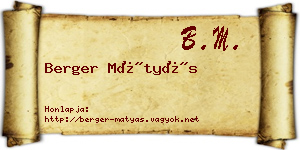 Berger Mátyás névjegykártya